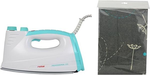 Rotel Professional Extra ***** Original Dampfbügeleisen GRÜN Edition inkl. Bügelbrettbezug mit Pusteblumenmuster